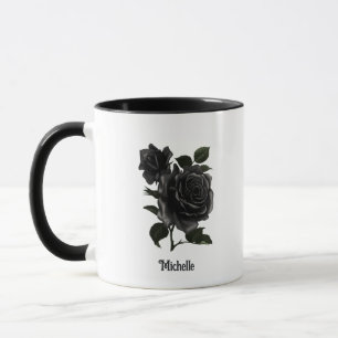 Caneca Rosas Pretos Góticos Vintage Personalizados