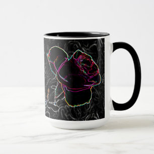 Caneca Rosas Red & Violet Neon segurando mãos em preto B