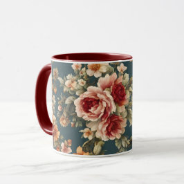Caneca Rosas românticas refinados e flores lindas