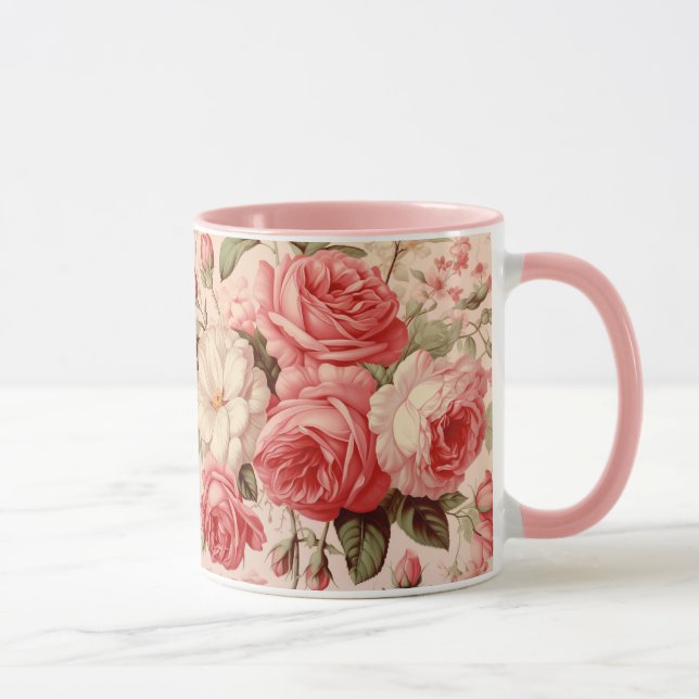 Caneca Rosas Rosa-Cor-de-Água Artística (Direita)
