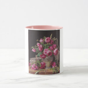 Caneca Rosas rosa (por Ferdinand Georg Waldmüller)
