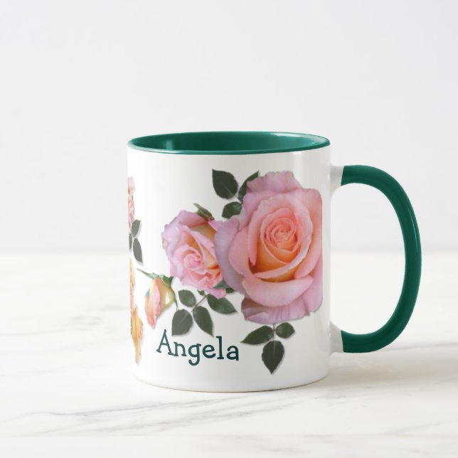 Caneca Rosas Rosa ~ Ringer Mug (Direita)