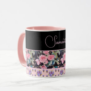 Caneca Rosas Rosa Rosa Rosa Rosa, Vintage Watercolor Pers