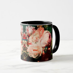 CANECA ROSAS ROSAS, FLORES, GLÓRIAS DA MANHÃ E BORBOLETA