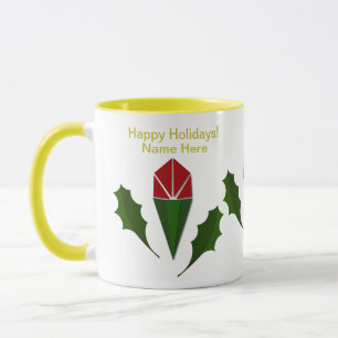Caneca Rosas vermelhas de Abstrato personalizadas, amarel