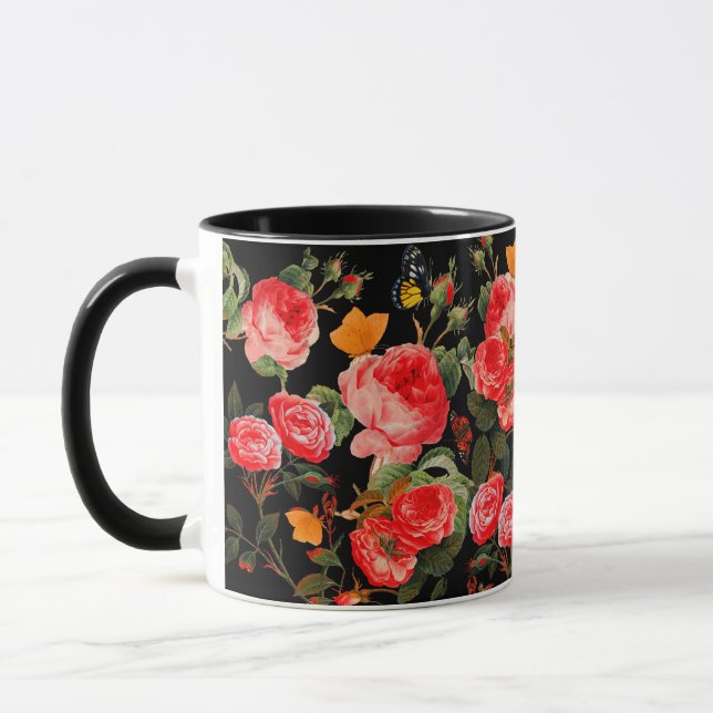 Caneca ROSAS VERMELHAS E MANTEIRAS AMARELAS Pretas (Esquerda)