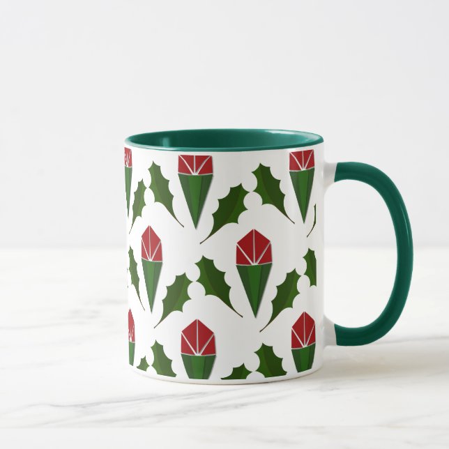 Caneca Rosas vermelhas Elegantes de Abstrato, Padrão Holl (Direita)