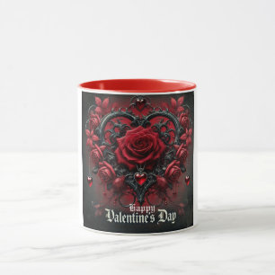 Caneca Rosas vermelhas góticas dia dos namorados