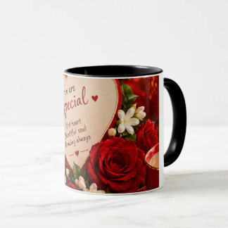 Caneca Rosas Vermelhas Românticas Coração de Cristal Amor
