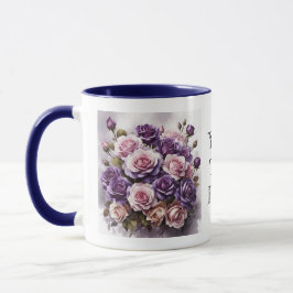 Caneca Rosas Violetas Escuros Elegantes De Aquarela