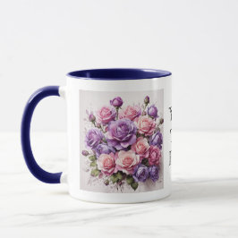 Caneca Rosas Violetas Violetas de Cana-Flor Elegante