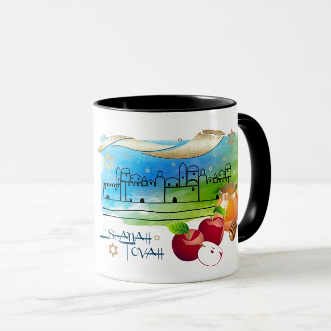 Caneca Rosh Hashanah | Jewt New Year Gift Mugs (Frente Esquerda)