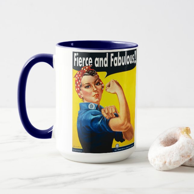 Caneca Rosie The Riveter Fierce e Fabulosa Trendy (Com Donut)