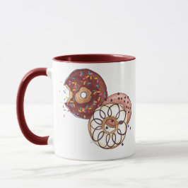 Caneca Rosquinha de borrifadas de chocolate com aquarela