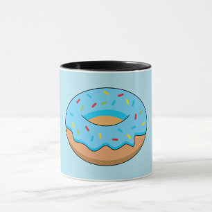 Caneca Rosquinha Fosco Azul com Cartoon Sprinkles