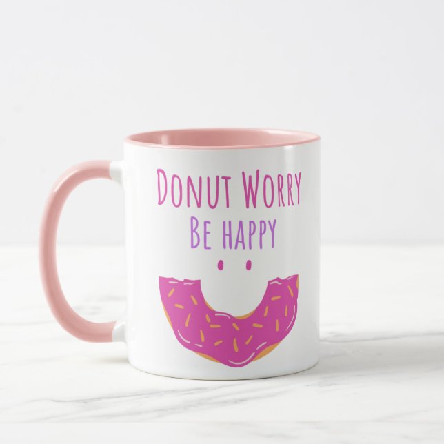 Caneca Rosquinha Kawaii Cute Preocupada Seja Rosquinha Fe (Esquerda)
