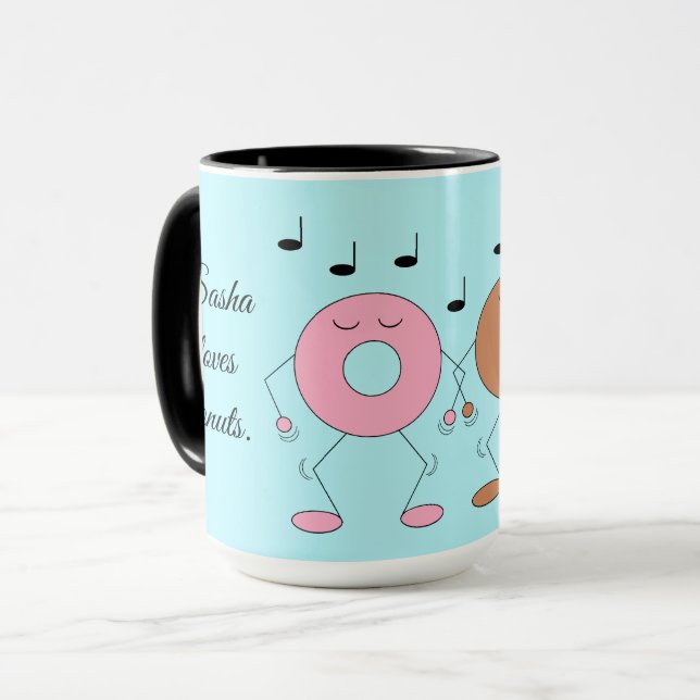 Caneca Rosquinhas de dança azul claro (Frente Esquerda)