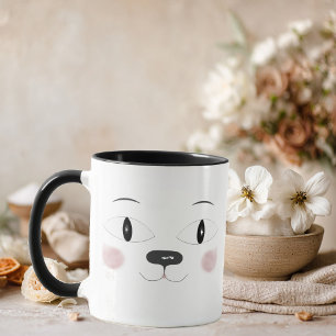 Caneca rosto bonito de gato, olhos vermelhos