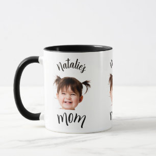 Caneca Rosto de Bebê Criança Fofa Foto Nome da Criança Mã