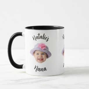 Caneca Rosto de Bebê Criança Fofa Foto Nome da Criança Na