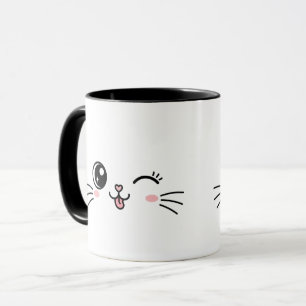 Caneca Rosto de Gato Kawaii Fofo