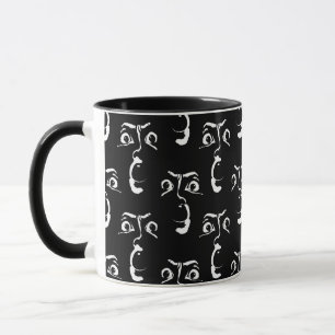 Caneca rosto de horror preto e branco