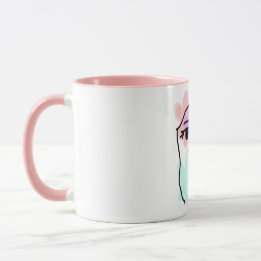 Caneca Rosto e flores abstrato (cores pálidas)