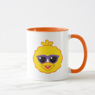 Caneca Rosto sorridente de pássaro grande com óculos escu