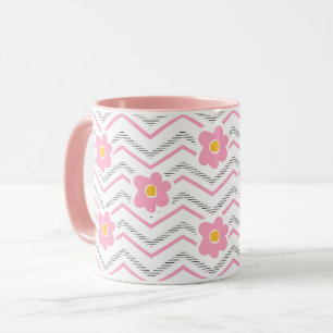 Caneca Rosto sorridente em cor-de-rosa no padrão do vale