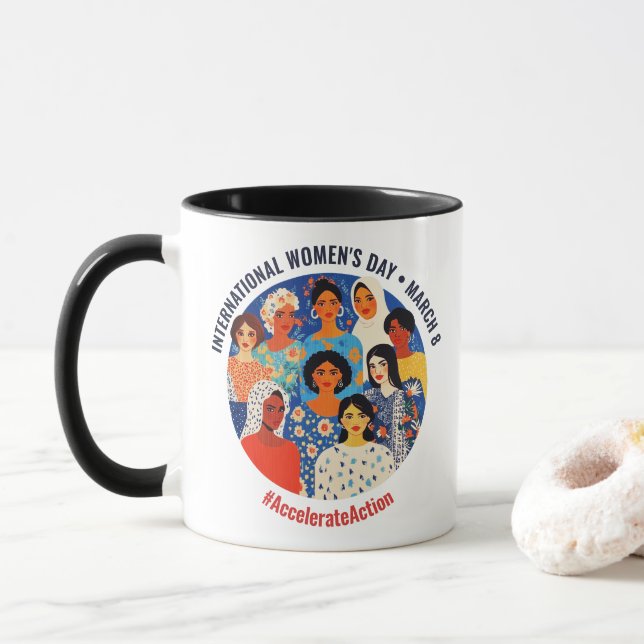 Caneca Rostos Coloridos | Dia Internacional da Mulher | D (Com Donut)