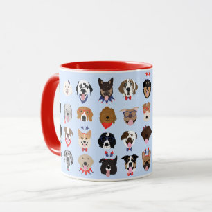 Caneca Rostos De Cachorro Do Quarto De Julho