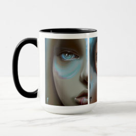 Caneca Rostos de Mulheres Arte Gerada por IA