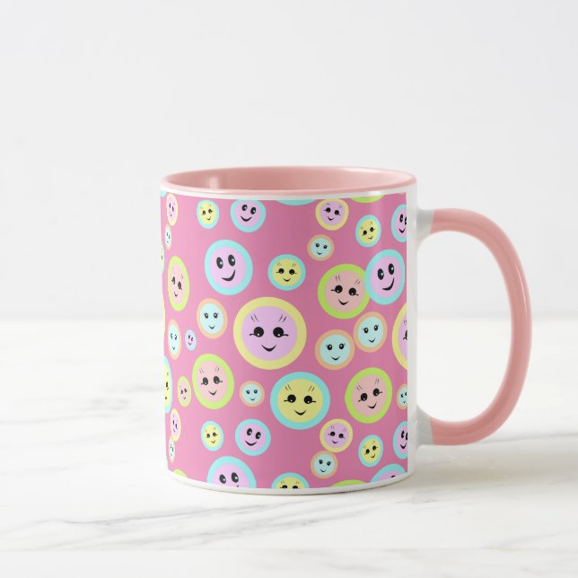 Caneca Rostos felizes no pastel - divertidos e bonitos (Direita)