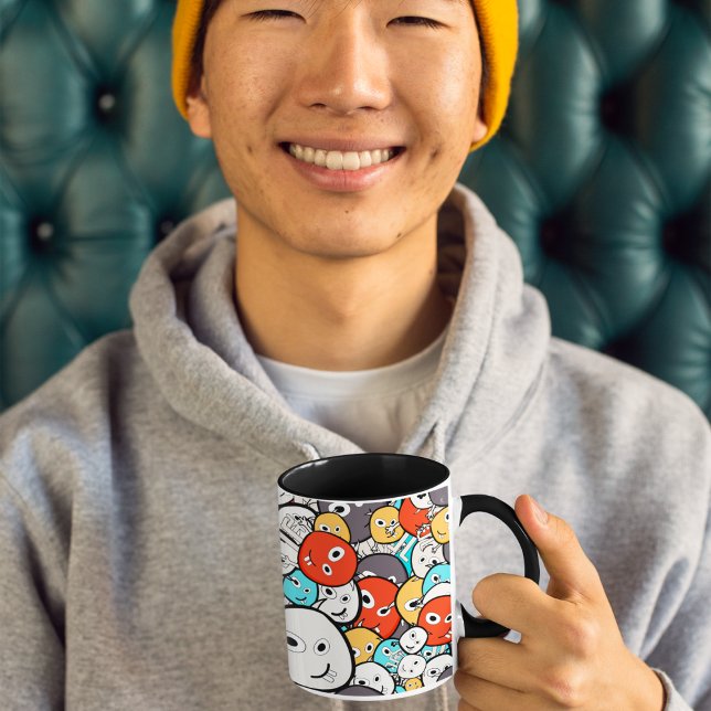 Caneca Rostos Monstros de Portas Multicolores (mugs and cups)