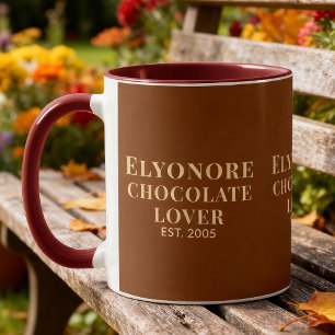 Caneca Roteiro de Creme Amante de Chocolate Nome Personal