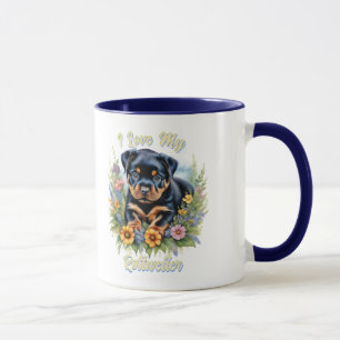 Caneca Rottweiler Adorável Puppy Mug para Pinos de Cão