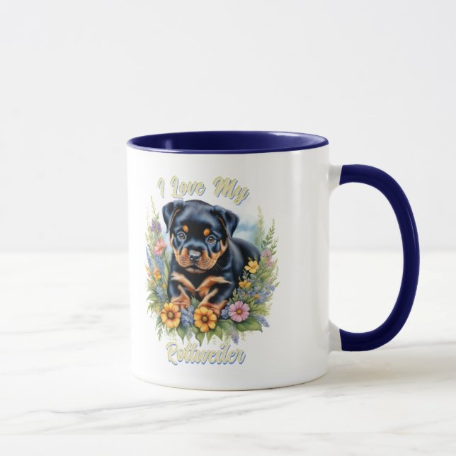 Caneca Rottweiler Adorável Puppy Mug para Pinos de Cão (Direita)