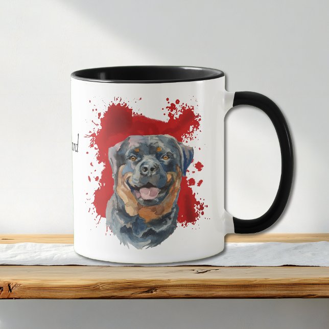 Caneca Rottweiler Cão Vermelho Abstrato Fundo (Criador carregado)