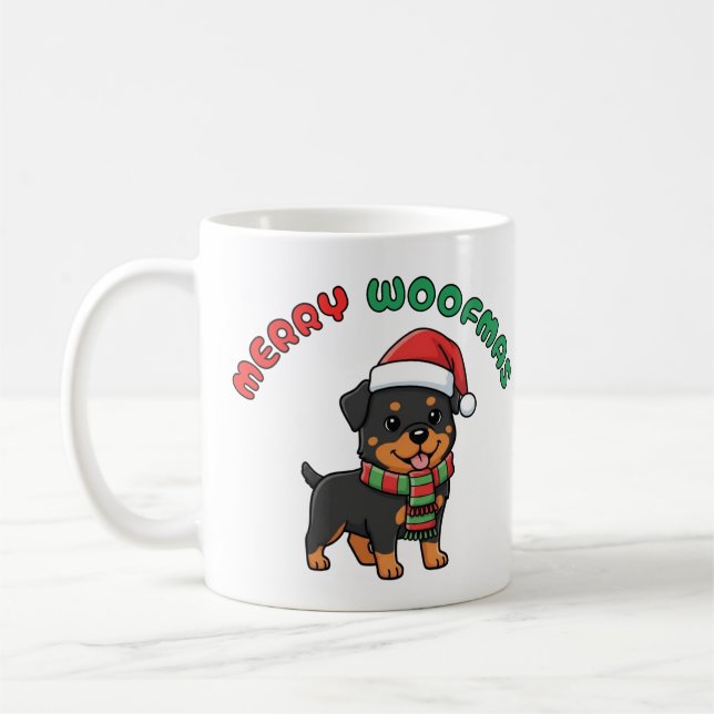 Caneca Rottweiler de Natal: Feliz Woofmas (Esquerda)