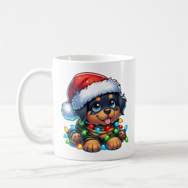 Caneca Rottweiler de Natal giratória (Esquerda)