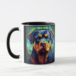 Caneca Rottweiler de Vidro Colorido
