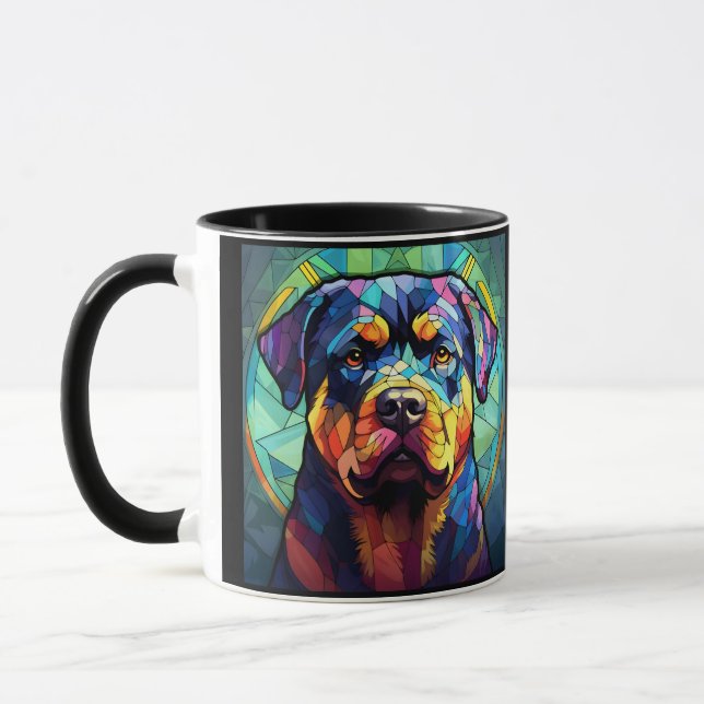 Caneca Rottweiler de Vidro Colorido (Esquerda)