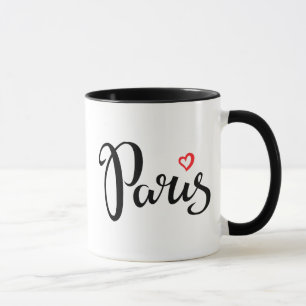 Caneca Rotulação da escova de Paris com coração