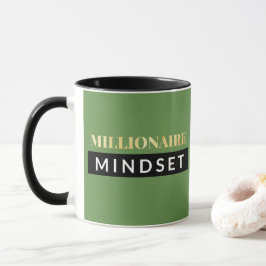 Caneca Rotulação preta & Dourado do Mindset verde do