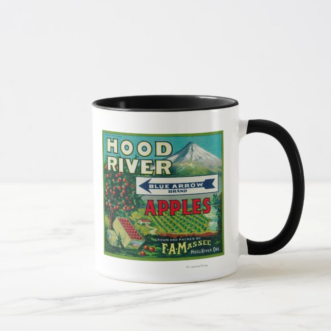 Caneca Rótulo de Taxa de Maçã de Seta AzulRio Hood, OU (Direita)