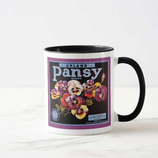 Caneca Rótulo de Taxa de Transmissão do Pansy VIntage (Direita)