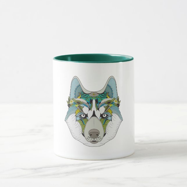 Caneca Rouco de lobo embelezado de azul verde (Centro)