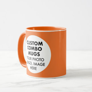 Caneca Round Frame 2 x Photo Logo Orange Custom Combo