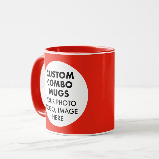 Caneca Round Frame 2 x Photo Logo Red Custom Combo (Frente Esquerda)
