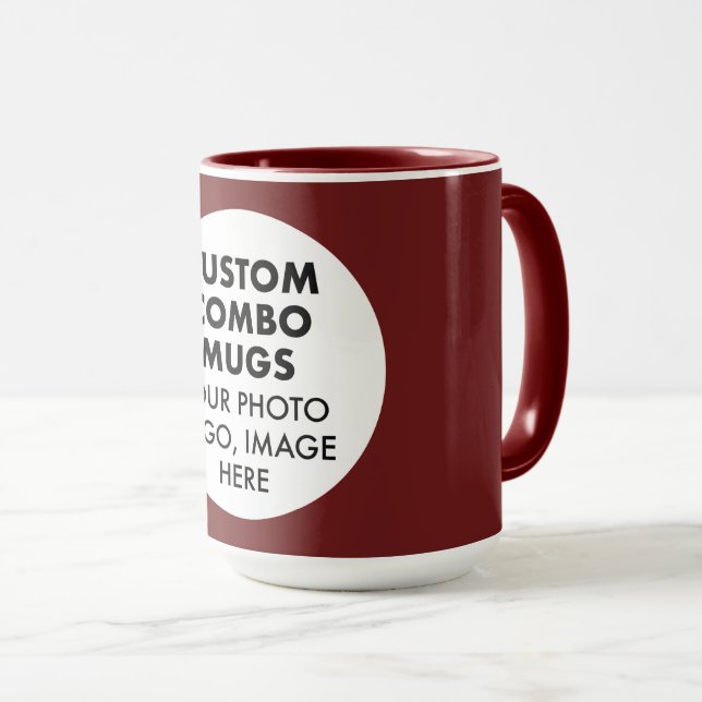 Caneca Round Frame Photo Logo Large Maroon Custom Combo (Frente Esquerda)
